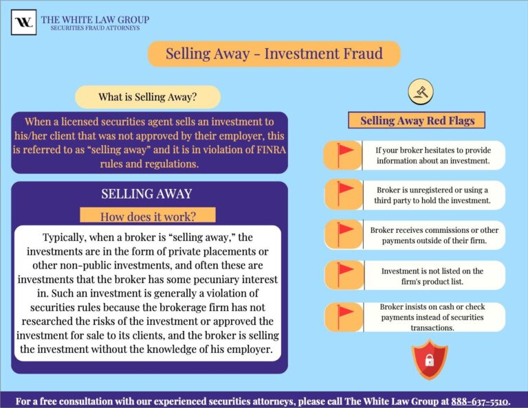 A graphic explaining what selling away is and how investors can spot it.